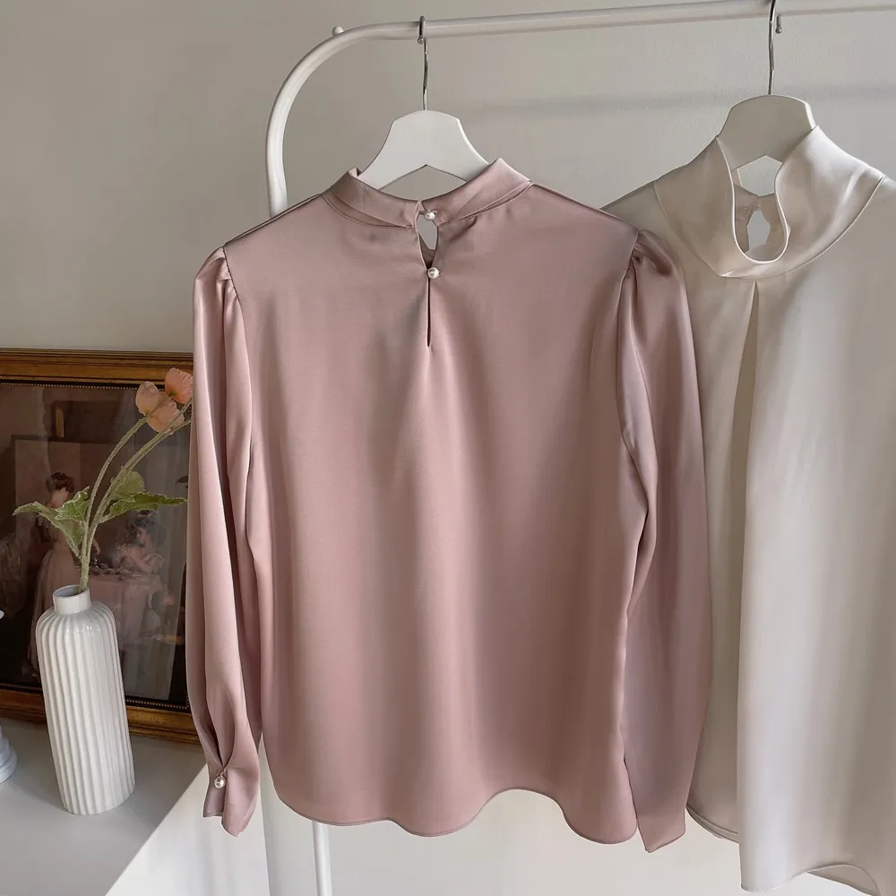 ハイネックサテンパフ長袖ブラウス | mirangmirang | 詳細画像33