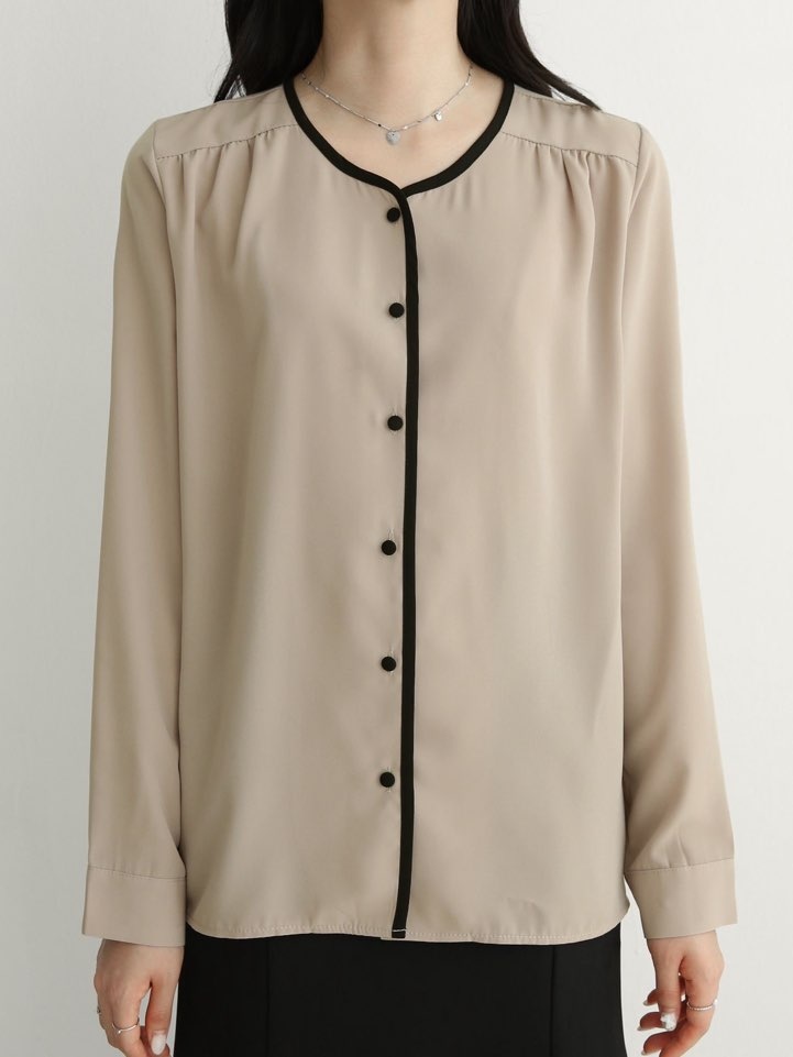 配色くるみボタンブラウス | 詳細画像13