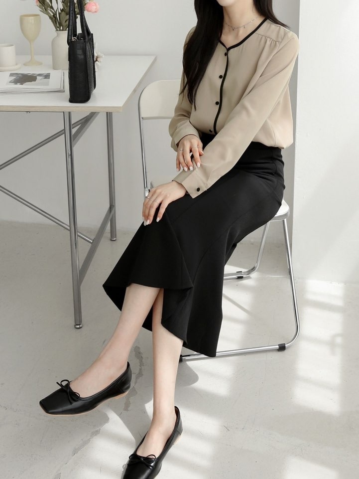 配色くるみボタンブラウス | 詳細画像16