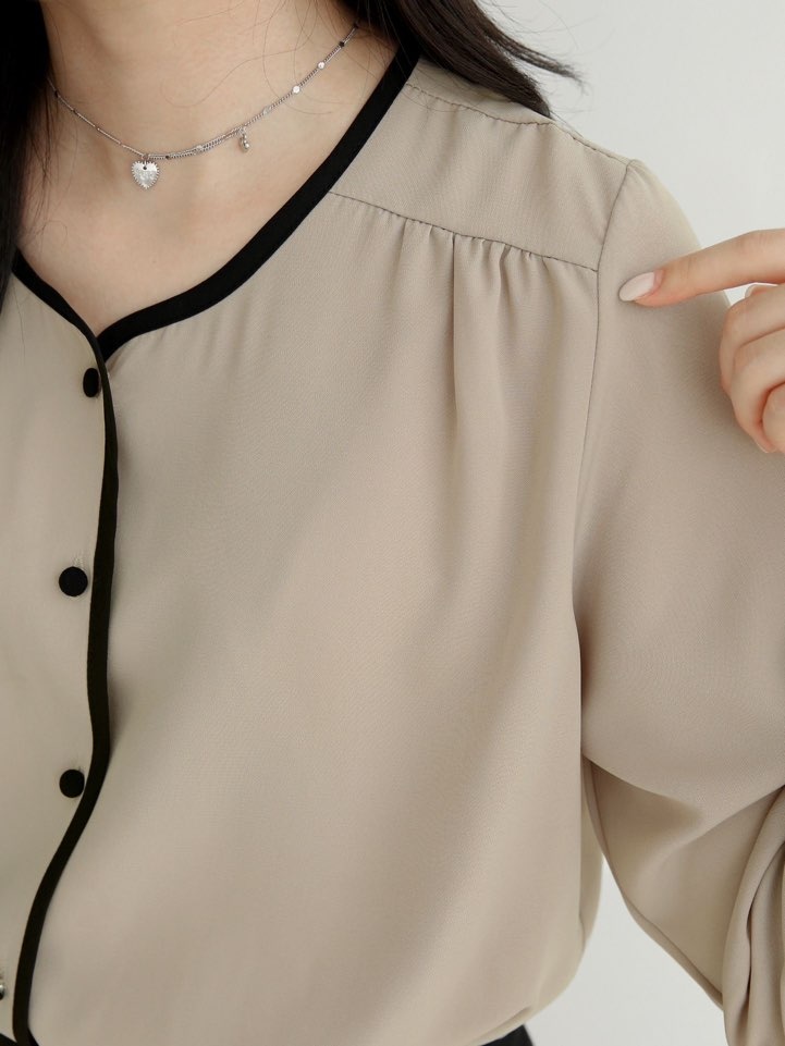 配色くるみボタンブラウス | 詳細画像21