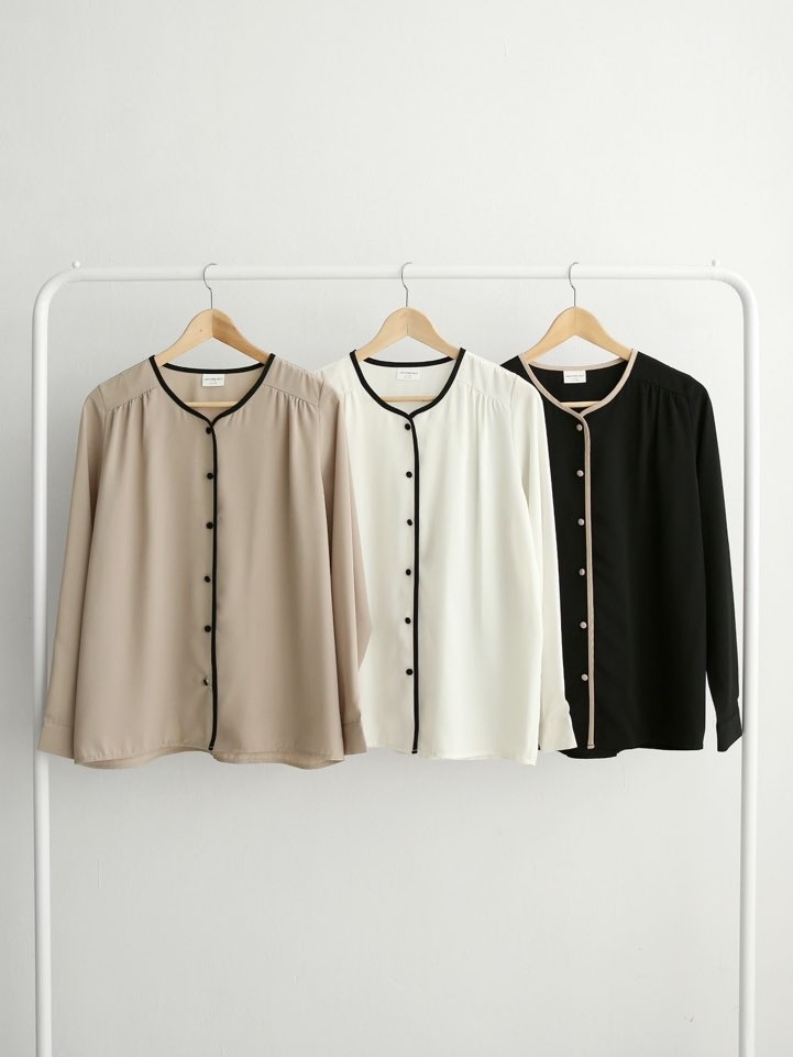 配色くるみボタンブラウス | 詳細画像23