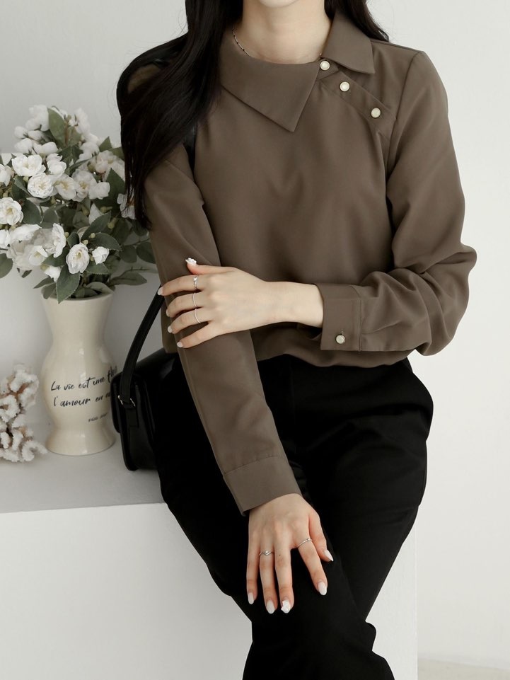 アンバランスボタンカラーブラウス | 詳細画像7