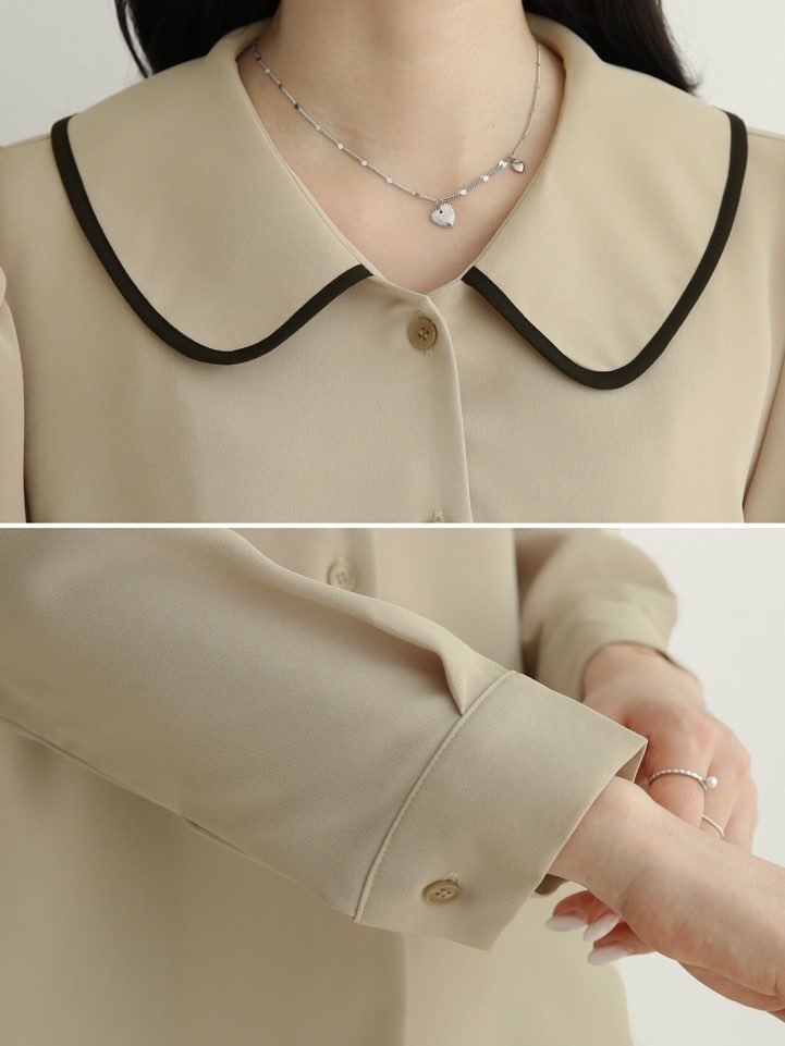 配色ラウンドカラーパフブラウス | 詳細画像4