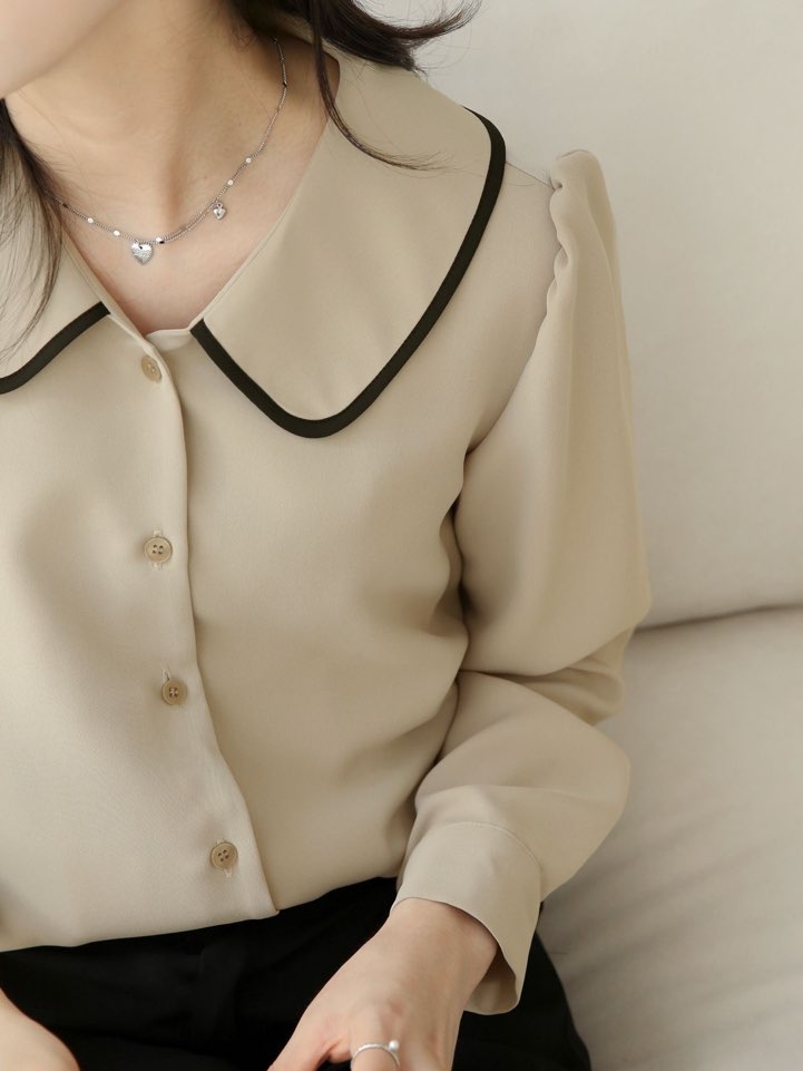 配色ラウンドカラーパフブラウス | 詳細画像9