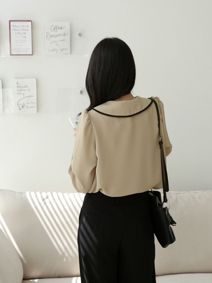 配色ラウンドカラーパフブラウス | 詳細画像14