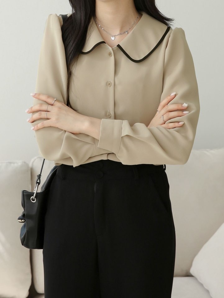 配色ラウンドカラーパフブラウス | 詳細画像15