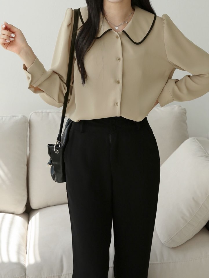 配色ラウンドカラーパフブラウス | 詳細画像17