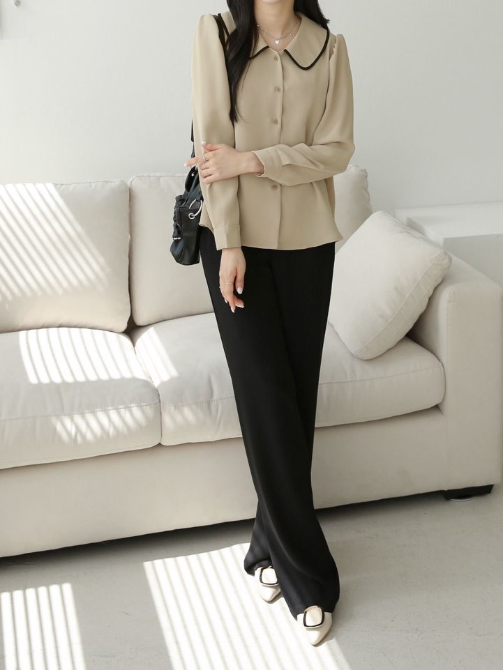 配色ラウンドカラーパフブラウス | 詳細画像20