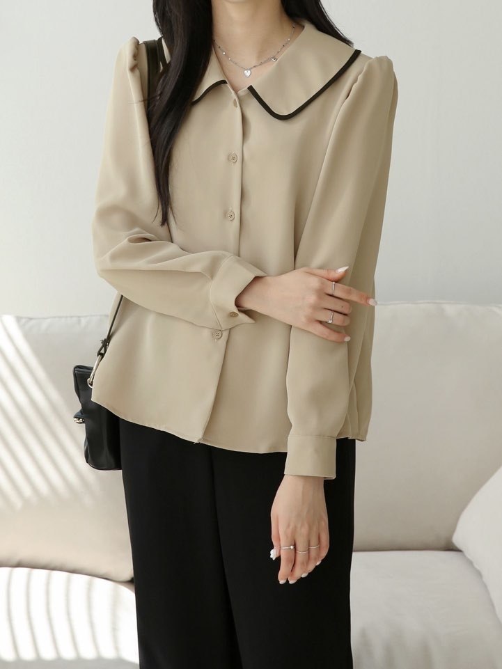 配色ラウンドカラーパフブラウス | 詳細画像22