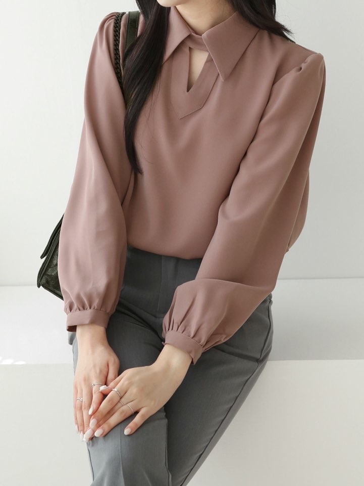 スリットカラーパフブラウス | 詳細画像3