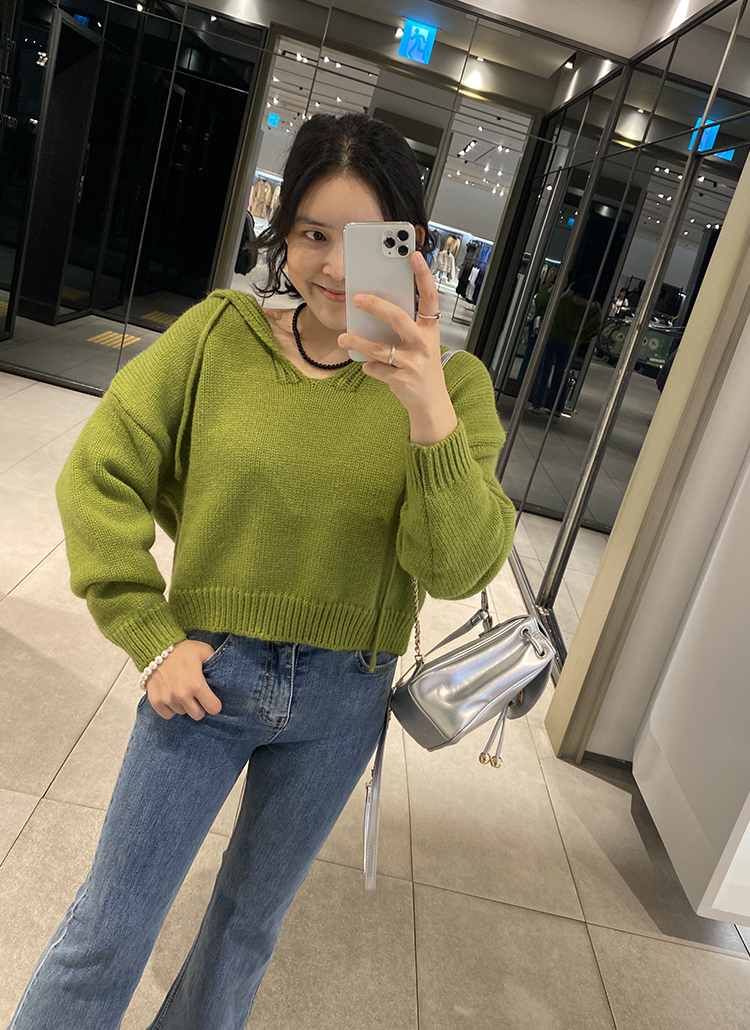 ストリングフードクロップドニット | レディースファッション通販 - DHOLIC