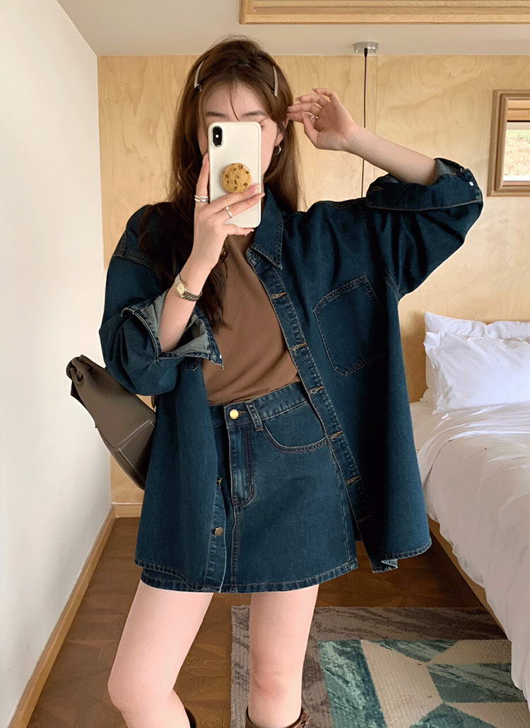 D&Gシルクレースブラウスデニムミニスカート デニムスカートセット