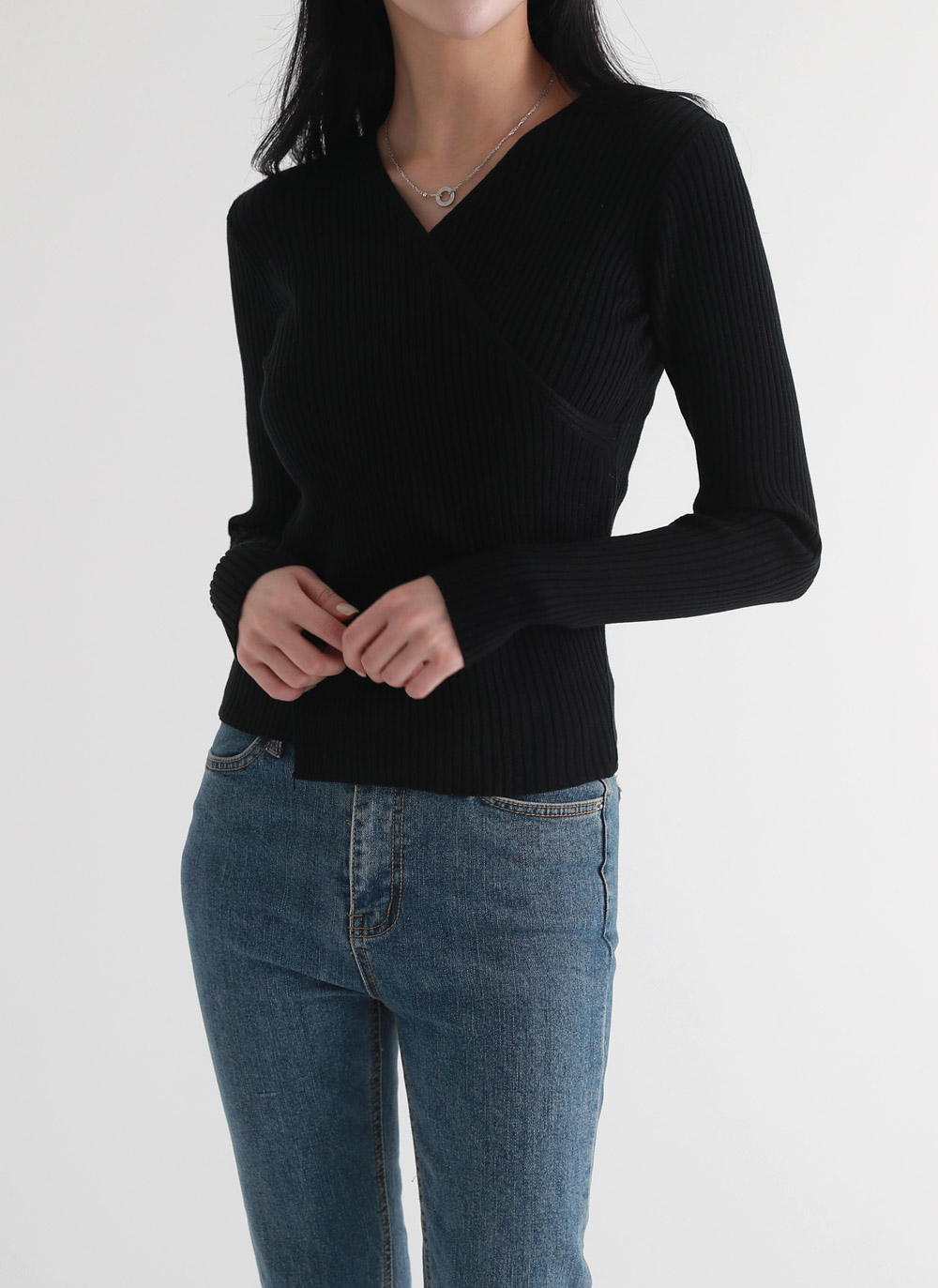 リブカシュクールVネックニット | DHOLIC | 詳細画像2