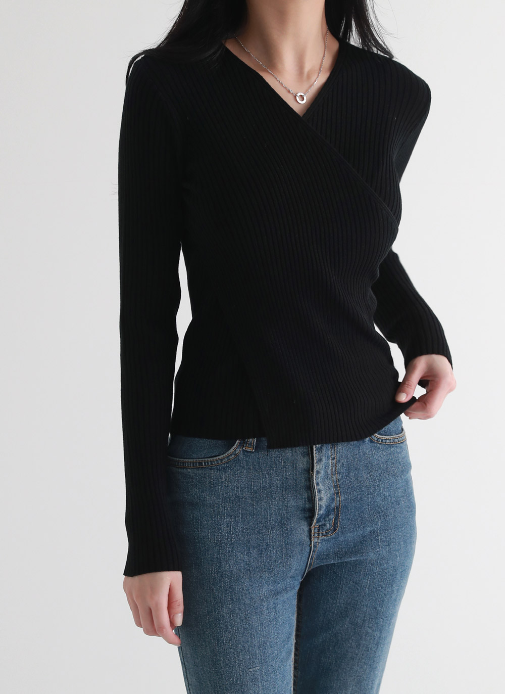 リブカシュクールVネックニット | DHOLIC | 詳細画像3