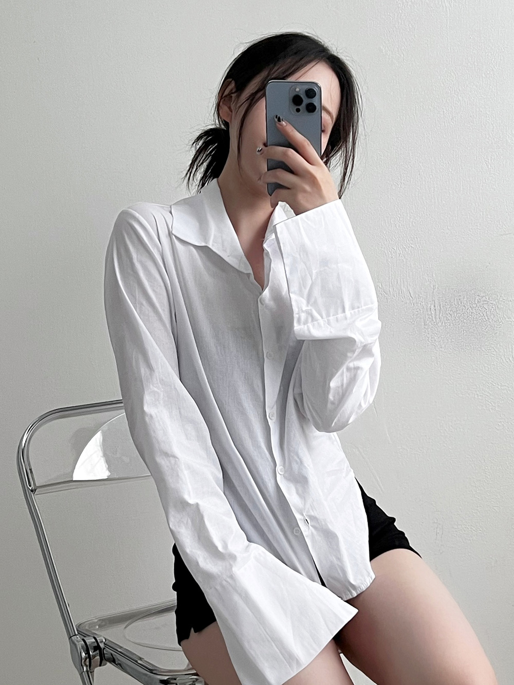 ラウンドヘムコットンシャツ | 詳細画像9