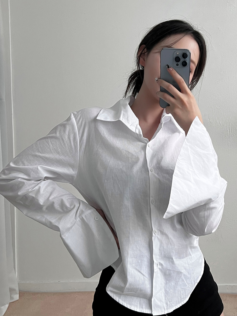 ラウンドヘムコットンシャツ | 詳細画像14