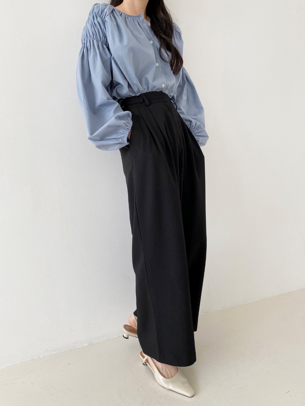 シャーリングショルダーボタンブラウス | 詳細画像6