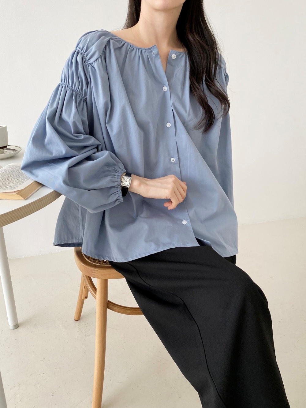 シャーリングショルダーボタンブラウス | 詳細画像20