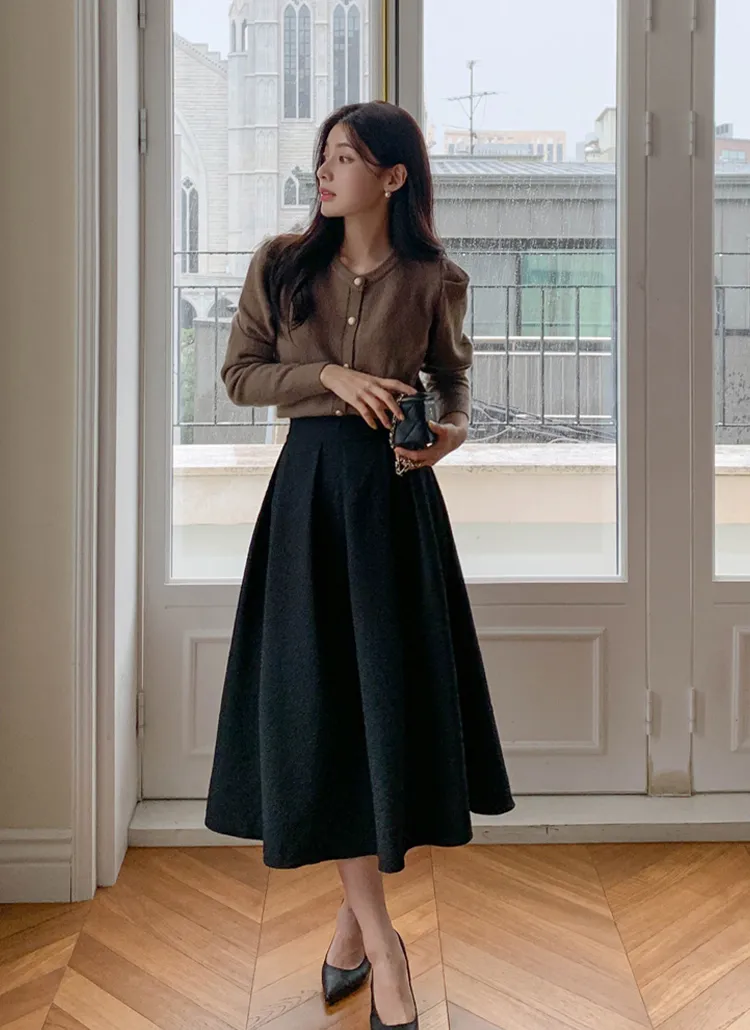 ジャガードウエストタックフレアスカート | レディースファッション  