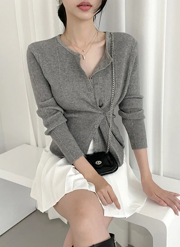 サイドボタンラップニットカーディガン | classicblanc | 詳細画像1