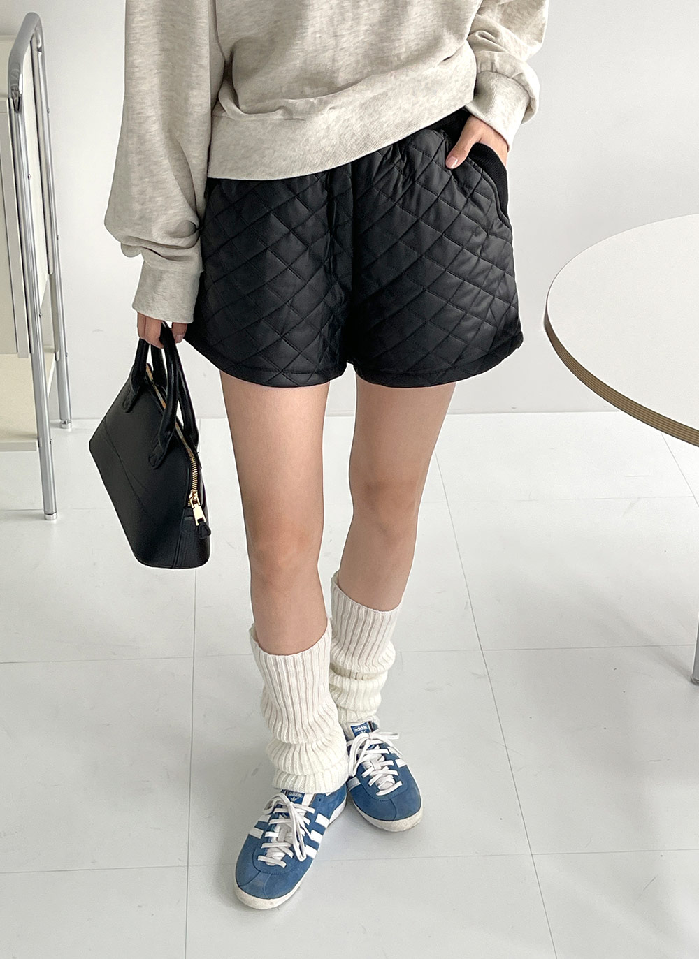 レザー調キルティングショートパンツ | レディースファッション