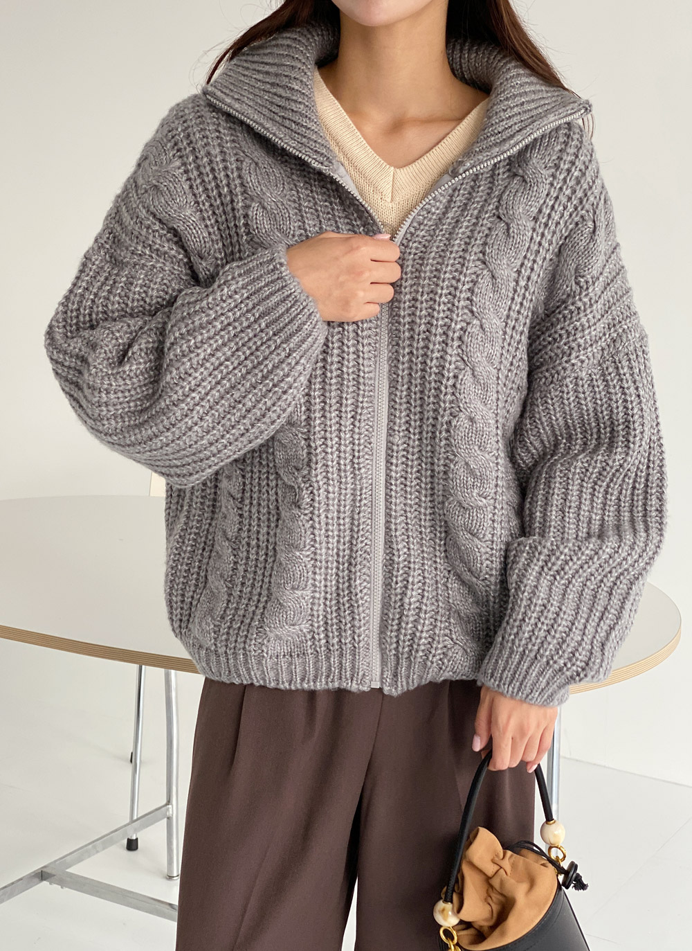 2WAYケーブルジップカーディガン | DHOLIC | 詳細画像9