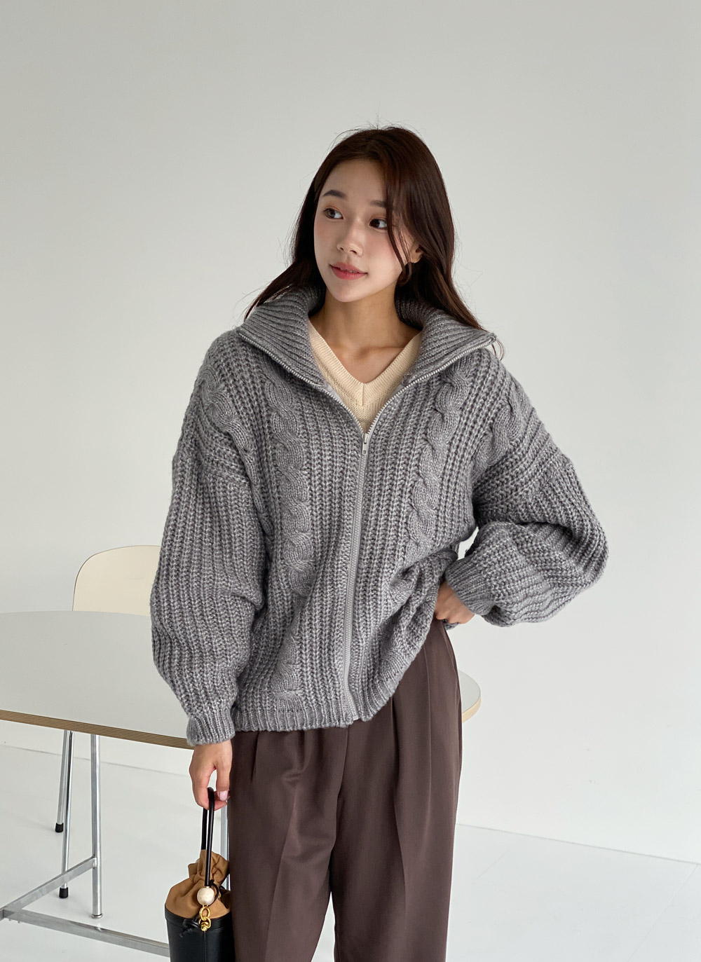 2WAYケーブルジップカーディガン | DHOLIC | 詳細画像10