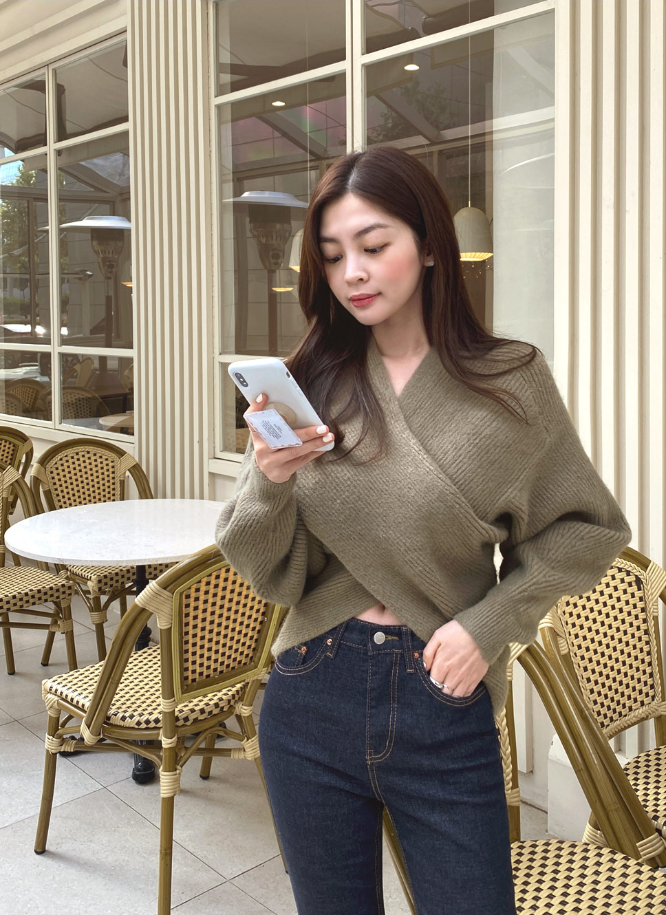 ウール混Vネッククロスニット | レディースファッション通販 - DHOLIC