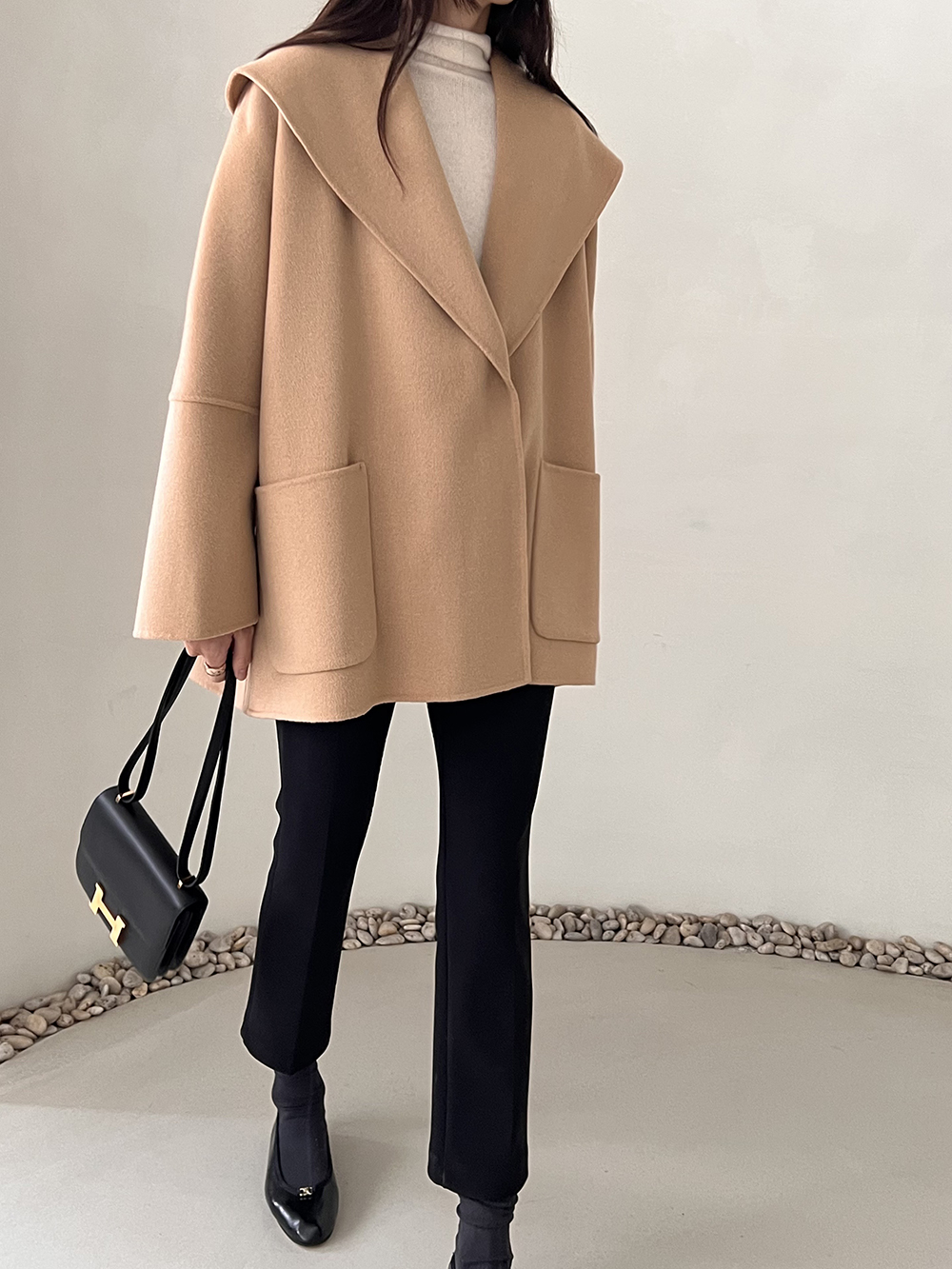 セオリー　カシミヤ混　ハーフコート カシミヤ混ハンドメイドカラーハーフコート | レディース