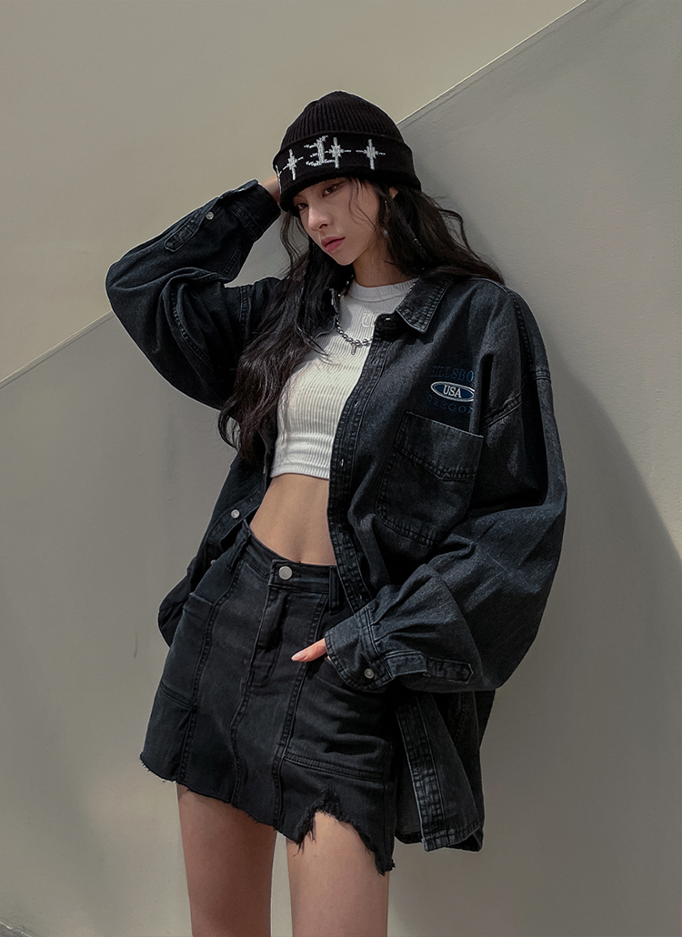 INTERIM ハイパービッグシルクデニムサファリシャツ　サイズ5 美品 INTERIM（インテリム） HYPER BIG WWII 