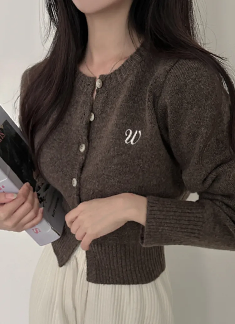 W刺繍ニットカーディガン | レディースファッション通販 - DHOLIC