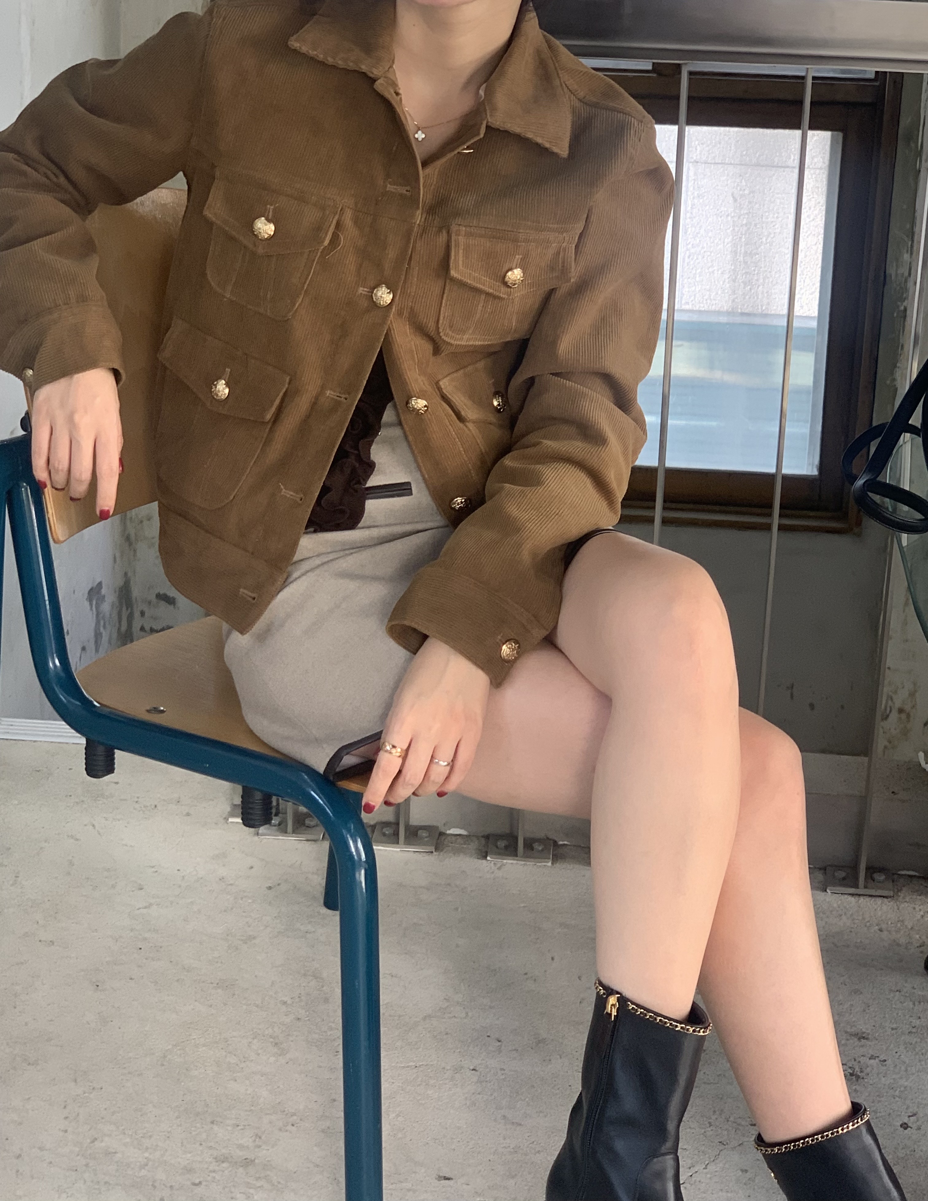 ゴールドボタンコーデュロイジャケット | レディース