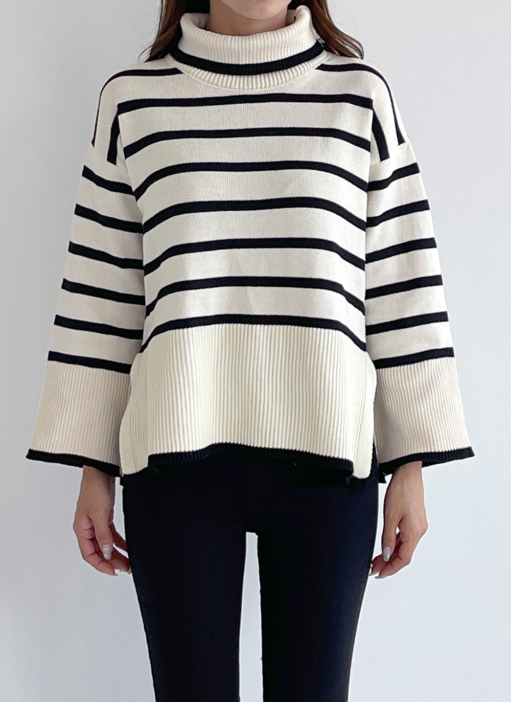 タートルボーダースリットニット | DHOLIC | 詳細画像2