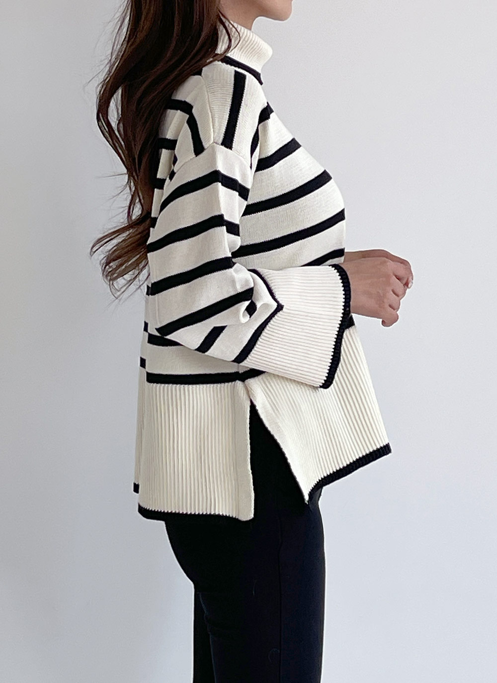 タートルボーダースリットニット | DHOLIC | 詳細画像3