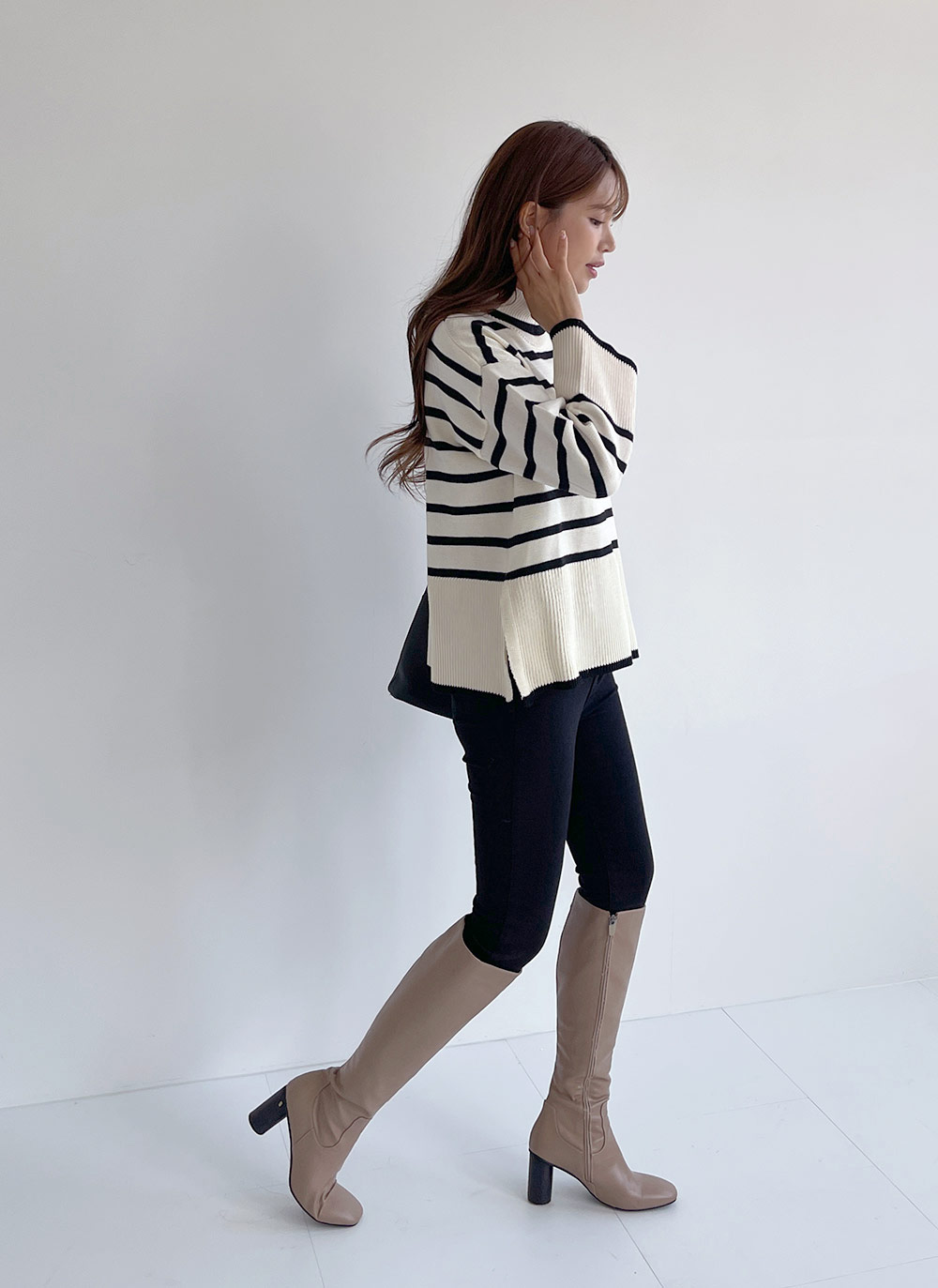 タートルボーダースリットニット | DHOLIC | 詳細画像6