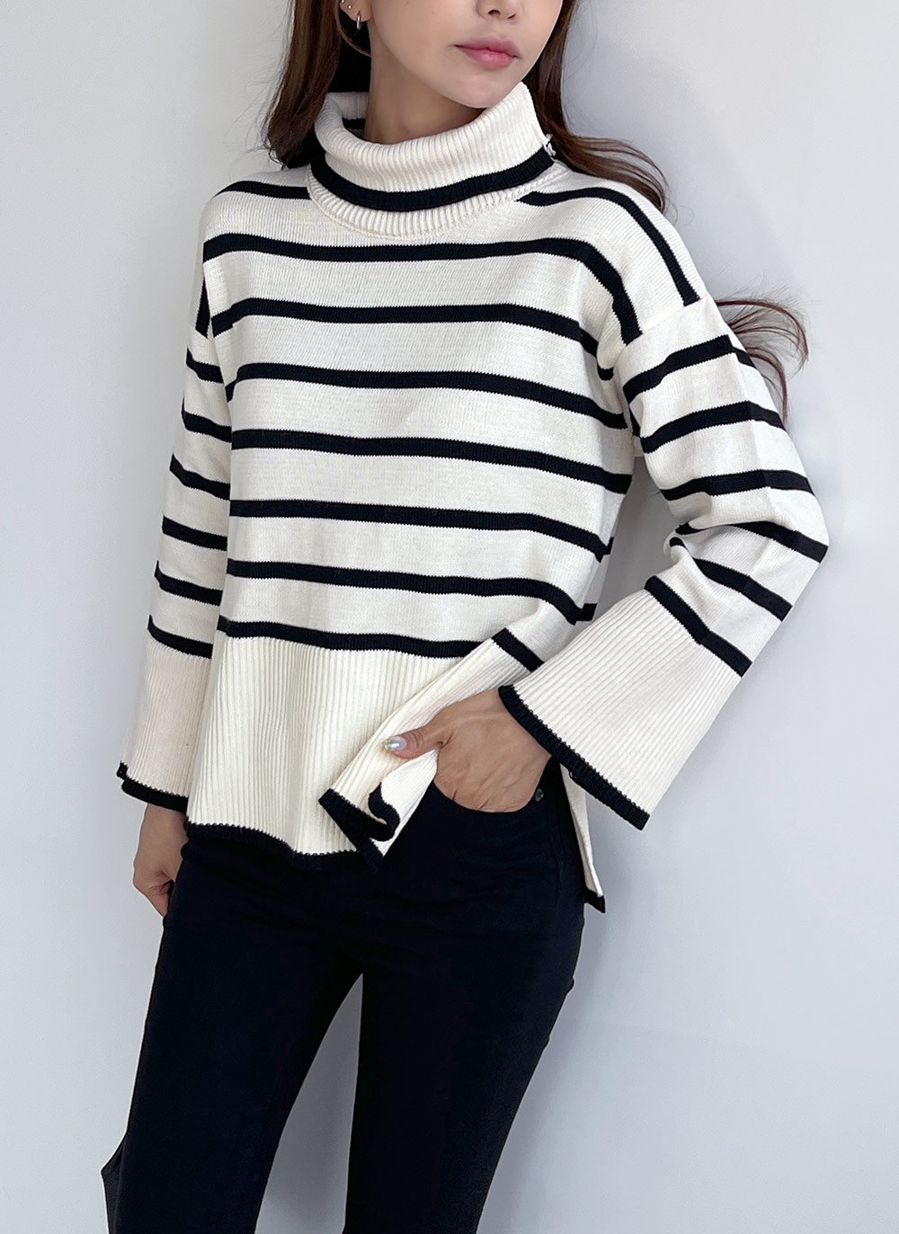 タートルボーダースリットニット | DHOLIC | 詳細画像8