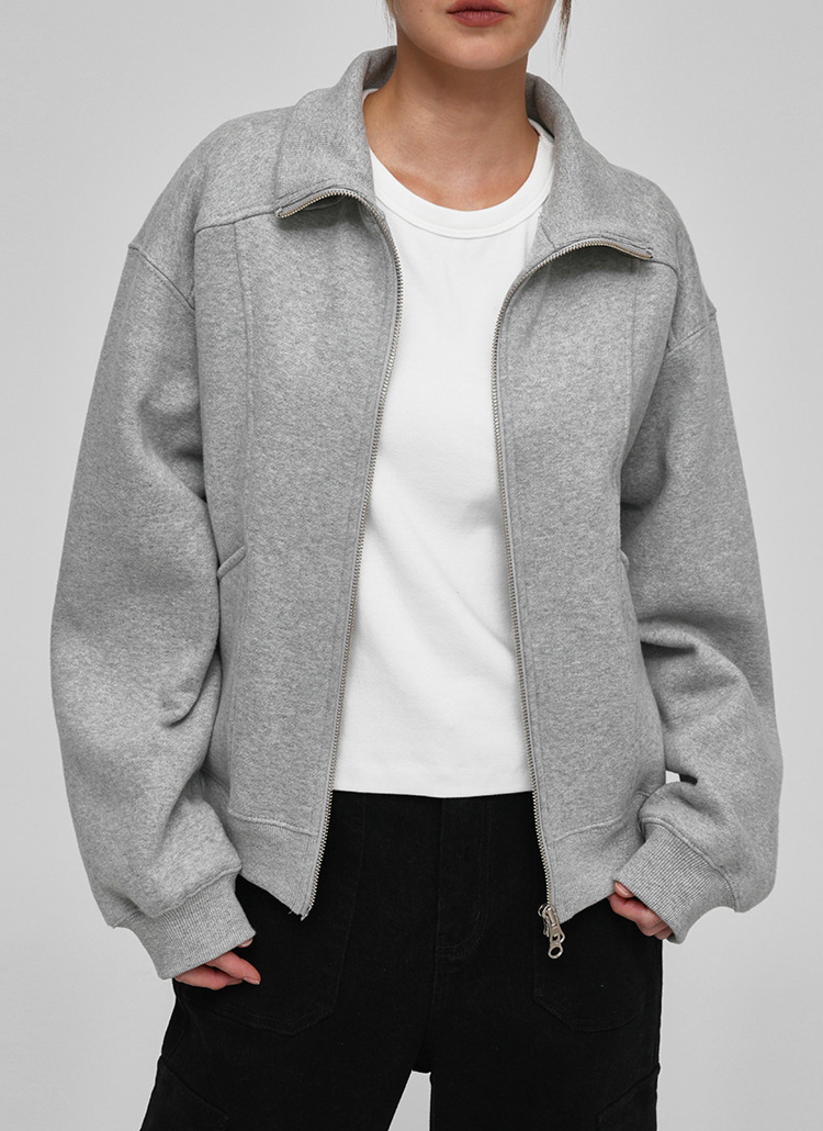 ヘリル HERILL 裏起毛 スウェットカーディガン 裏起毛ハイネックジップ