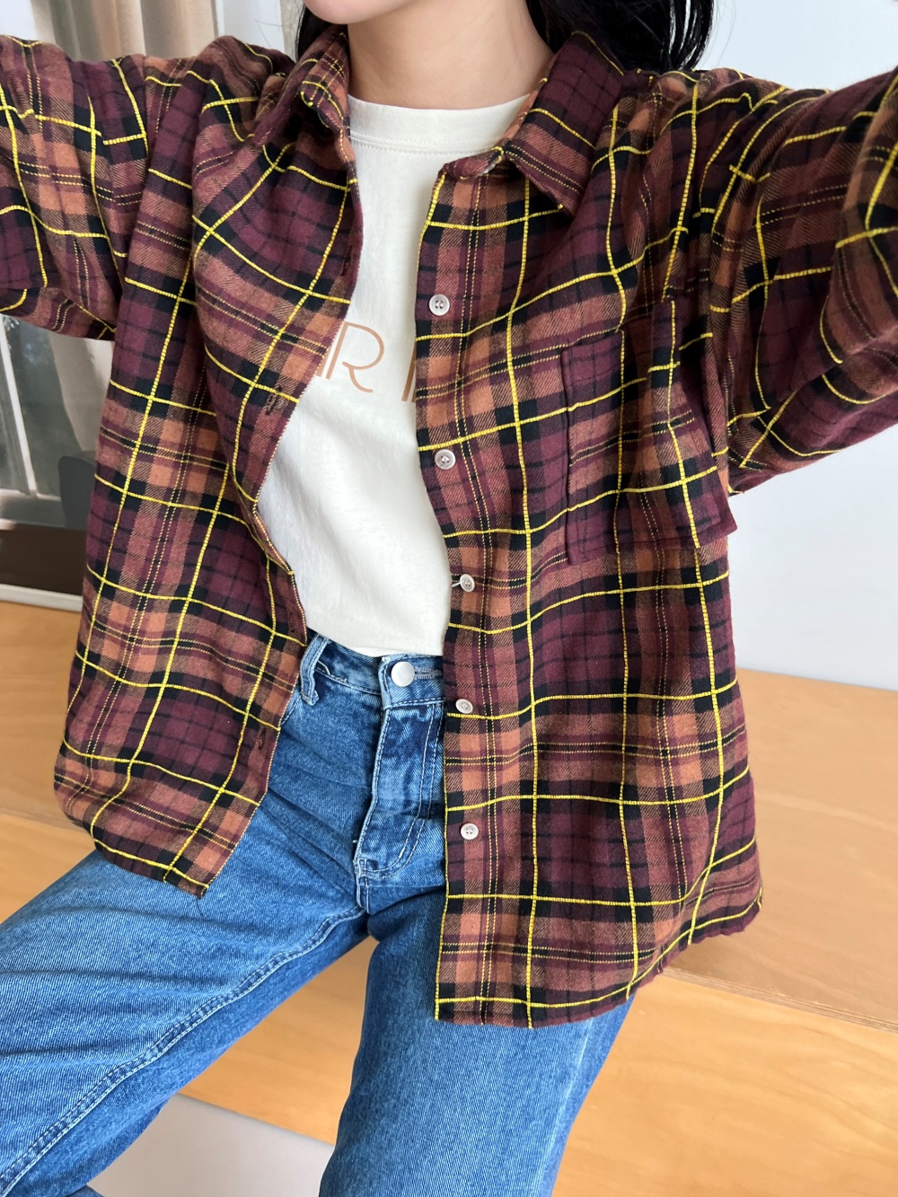 エルボーパッチチェックシャツ | レディースファッション通販 - DHOLIC