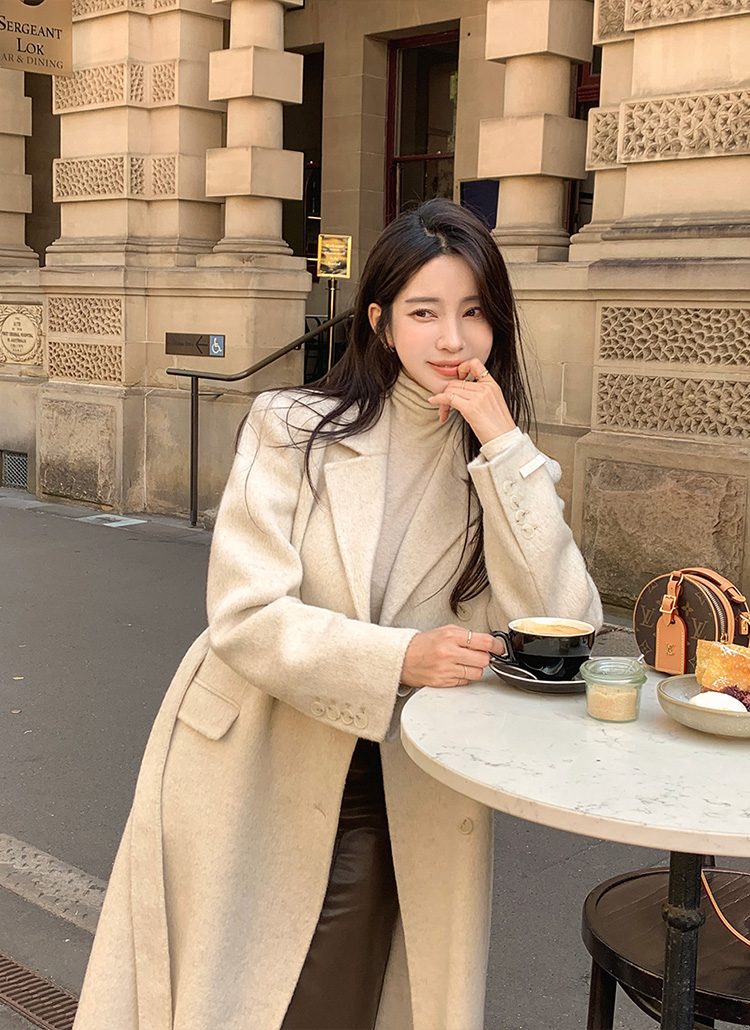 ウールアンゴラ混ロングコート | レディースファッション通販 - DHOLIC