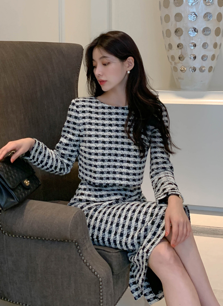 ◆Donna Karan ベルトチェックツイードワンピース チェックツイードワンピース | レディースファッション通販 - DHOLIC