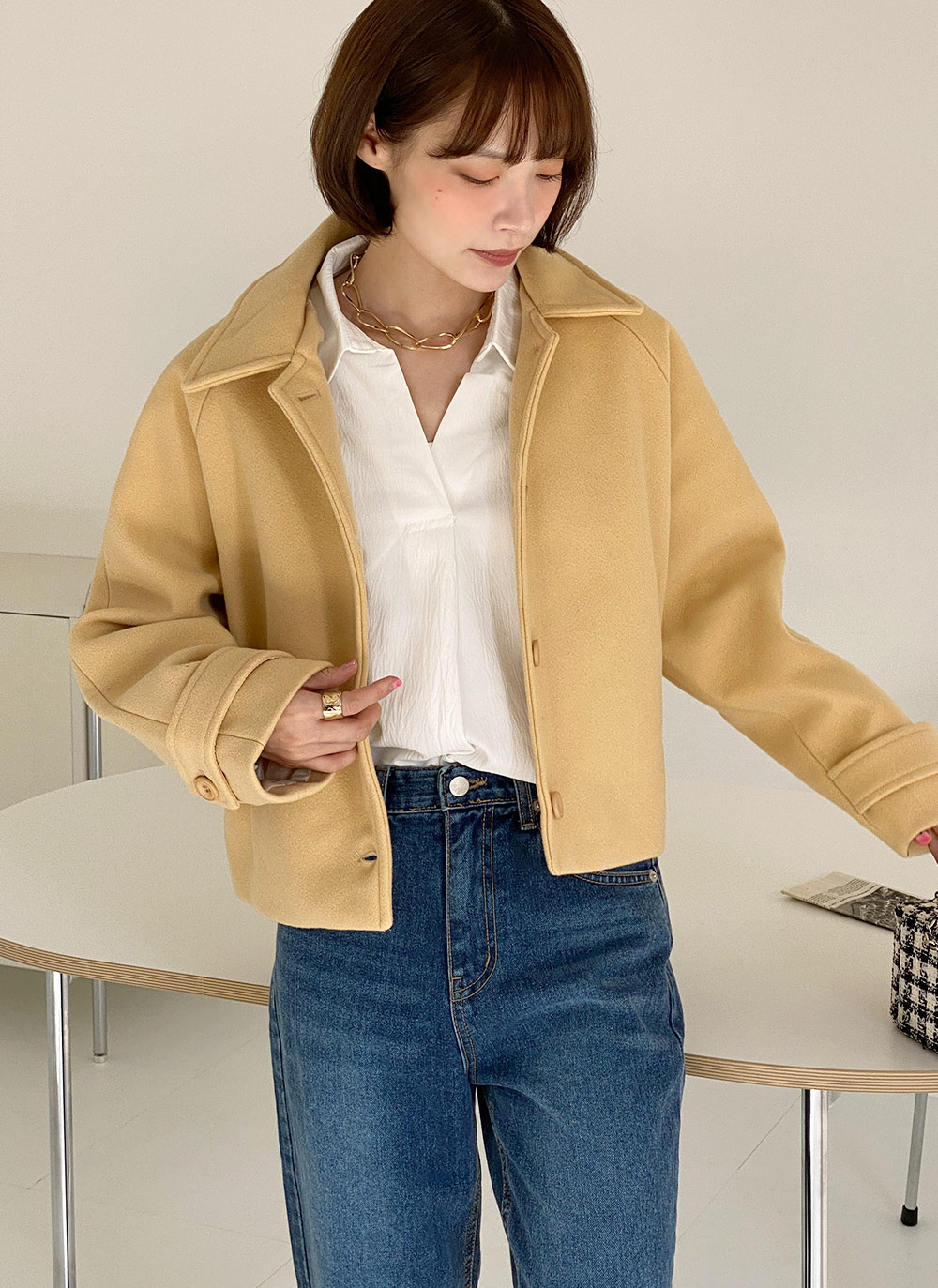 カラーラグランショートジャケット | DHOLIC | 詳細画像2