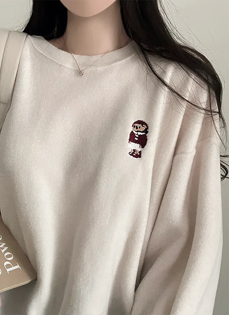 両起毛ベア刺繍オーバースウェット | peelrang | 詳細画像1