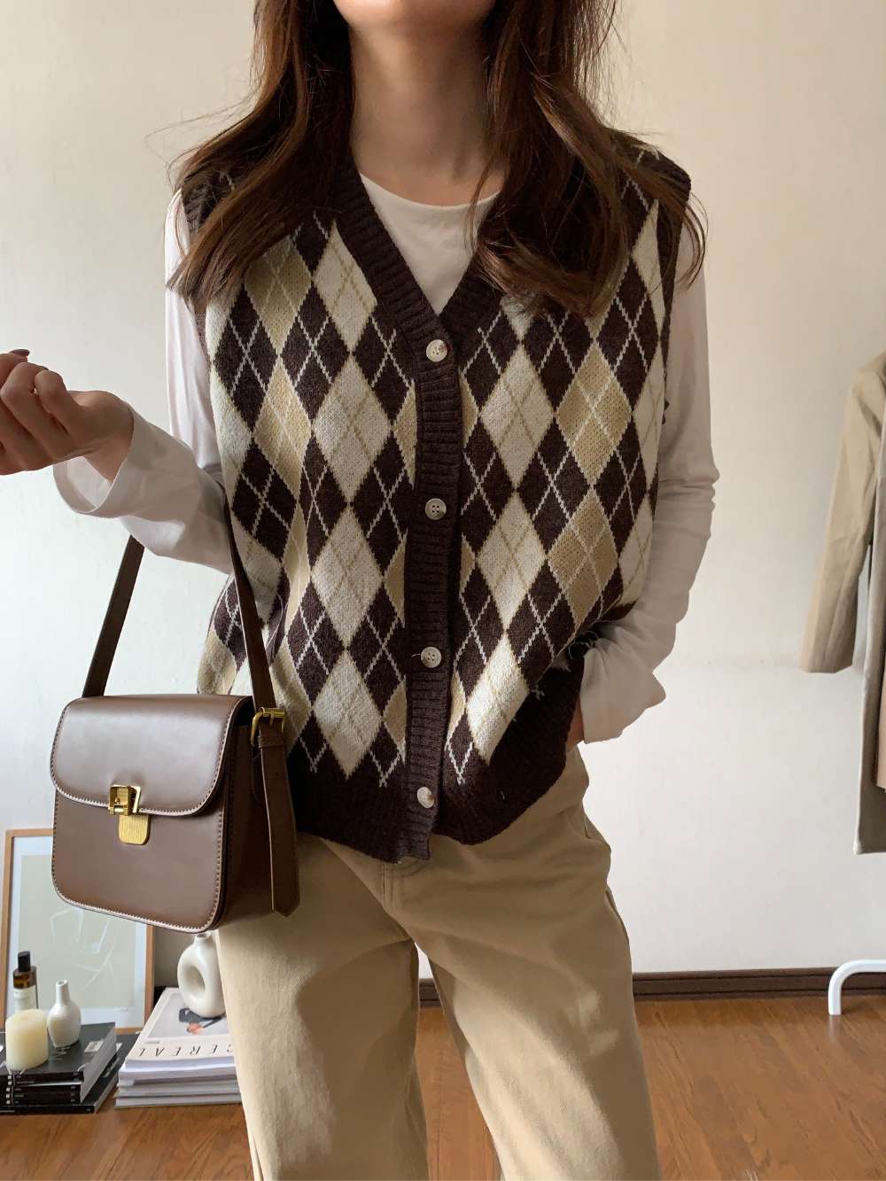 アーガイル柄ニットベスト | レディースファッション通販 - DHOLIC