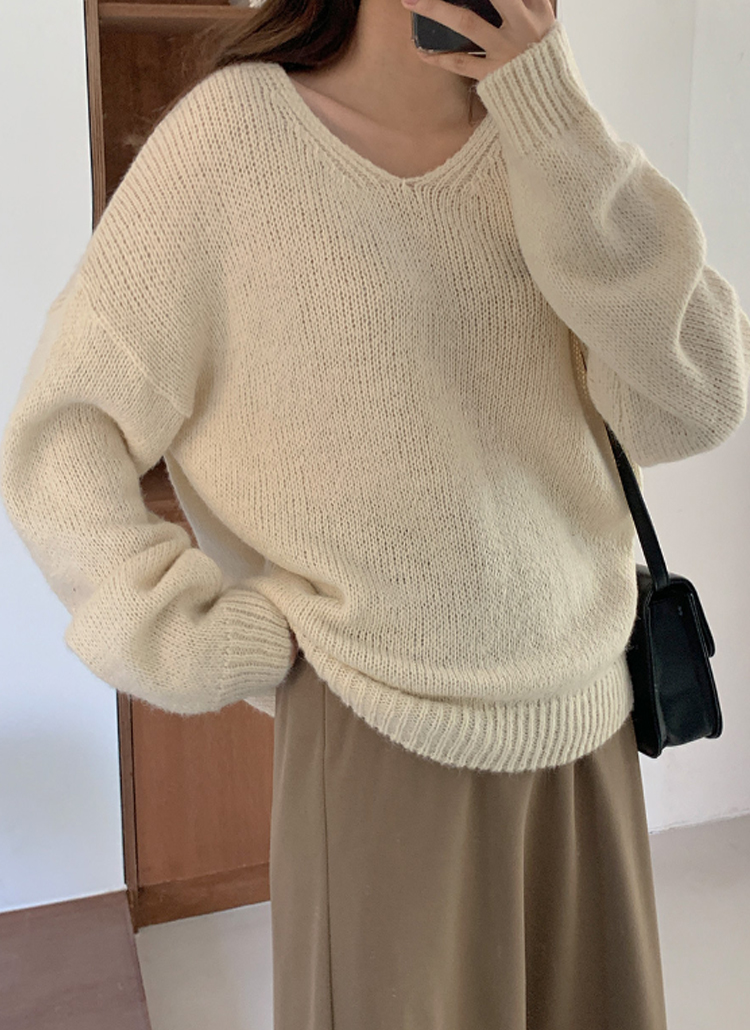 ニット セーター アルパカ混Vネックヘアリーニット レディース ニット セーター アルパカ混Vネックヘアリーニット レディース