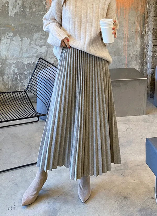 ヘリンボーンプリーツロングスカート | SSENUNNI | 詳細画像1