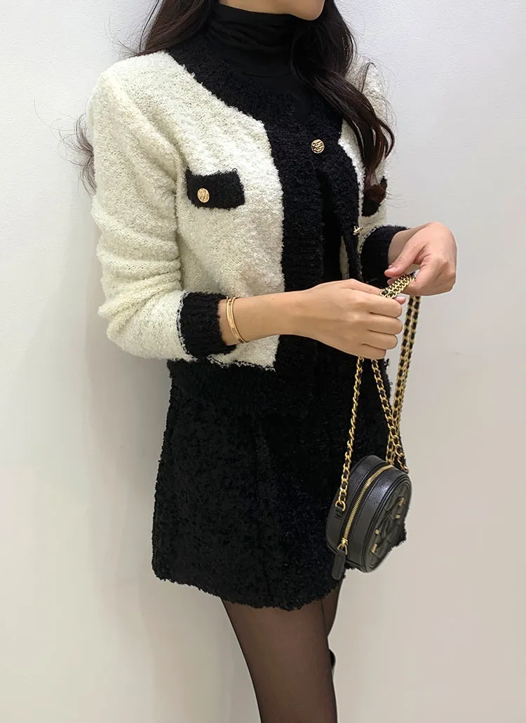 配色ブークレカーディガン | minagram | 詳細画像1