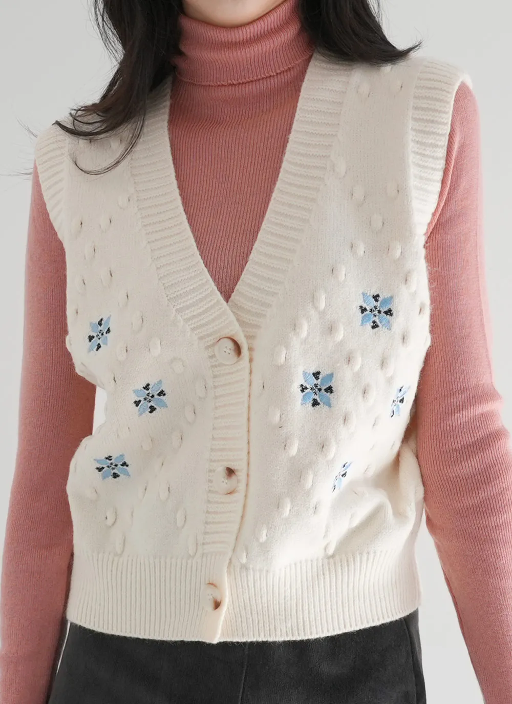 花柄刺繍ニットベスト | レディースファッション通販 - DHOLIC