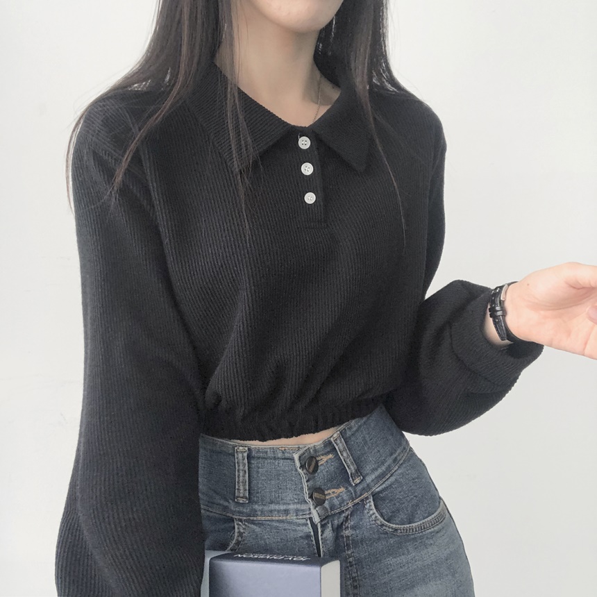 ポロカラーゴムクロップドTシャツ | lilisense | 詳細画像15