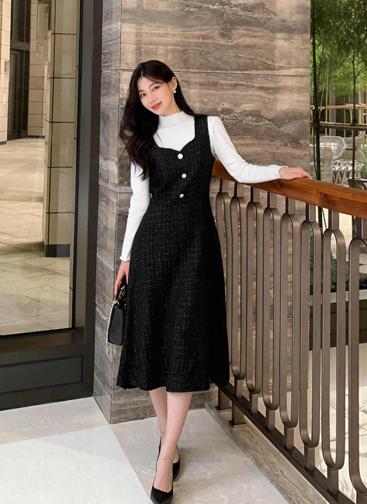 ツイードノースリフレアワンピース | レディースファッション通販 - DHOLIC