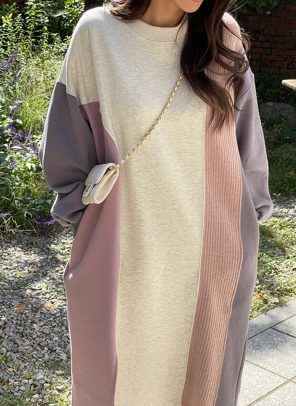 裏起毛配色スリットワンピース | DHOLIC | 詳細画像4